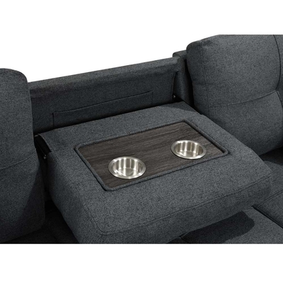 L-förmiges, umkehrbares Schlafsofa mit ausziehbarem Bett und Lagerraum, aus neutralem grauen Stoff