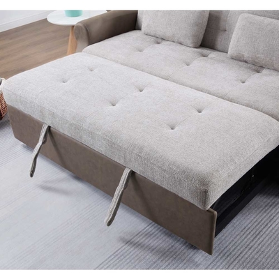 Queen-Size Wanderschlafsofa-Bett, komfortables ausziehbares Bett mit verstellbarer Rückenlehne, Futon-Sofa-Bett, Grau und dunkelbraun