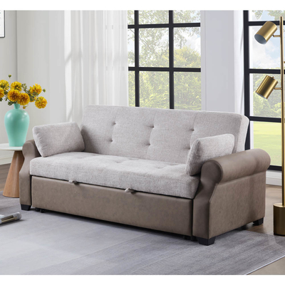 Queen-Size Wanderschlafsofa-Bett, komfortables ausziehbares Bett mit verstellbarer Rückenlehne, Futon-Sofa-Bett, Grau und dunkelbraun