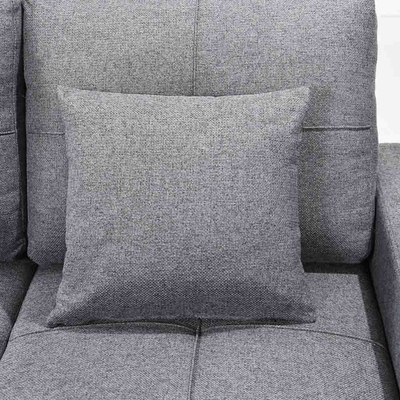 L-förmiges, umkehrbares Schlafsofa mit ausziehbarem Bett und Lagerraum, aus grauem Stoff
