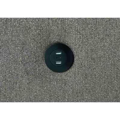 L-förmiges, umkehrbares Schlafsofa mit ausziehbarem Bett und USB-Ladeanschlüssen, Metallgraue Chenille