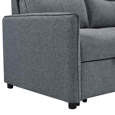 L-förmiges, umkehrbares Schlafsofa mit ausziehbarem Bett und Lagerraum, aus neutralem grauen Stoff