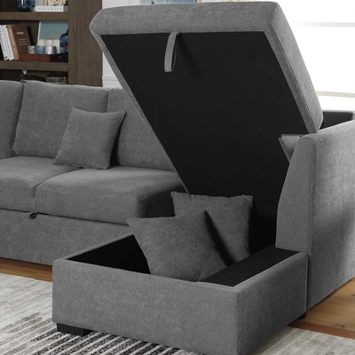 U-förmiges Schlafsofa mit ausziehbarem Bett und Lagerraum
