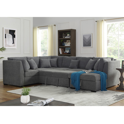 U-förmiges Schlafsofa mit ausziehbarem Bett und Lagerraum