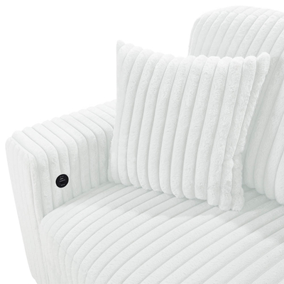 U-förmiges Schlafsofa mit ausziehbarem Bett und Lagersessel Lounge und USB-Ladestation, aus beige Corduroy