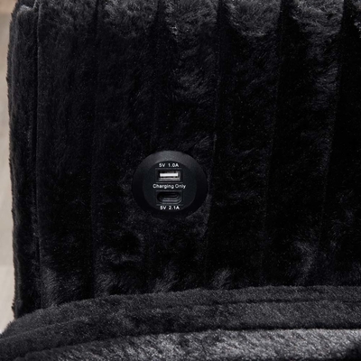 U-förmiges Schlafsofa mit ausziehbarem Bett und Lagersessel Lounge und USB-Ladeanschluss, schwarzes Corduroygewebe