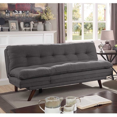 Sofa-Futon mit Tuft, aus grauem Leinen