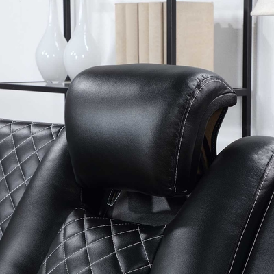 Power Recliner Ecksofa mit 2 Power Recliner Sitzen und 2 Power Kopfschüsseln und Lagerkiste und Lagerabläufe und LED-Licht, schwarz Atmung Leatherette