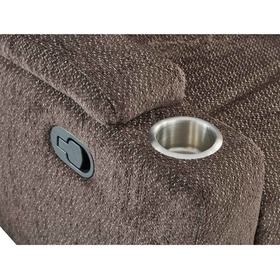 Liegestuhl mit Taschenhaltern aus Edelstahl, dunkelbraunem Stoff