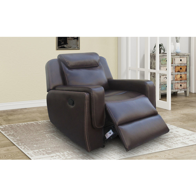 Liegestuhl-Sofa-Set mit Tisch und Lagerraum, braunes, atmungsaktives Leder