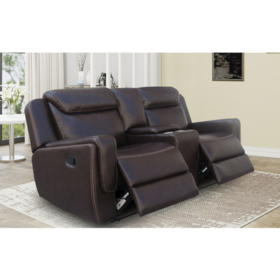 Liegestuhl-Sofa-Set mit Tisch und Lagerraum, braunes, atmungsaktives Leder