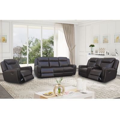 Liegestuhl-Sofa-Set mit Tisch und Lagerraum, braunes, atmungsaktives Leder