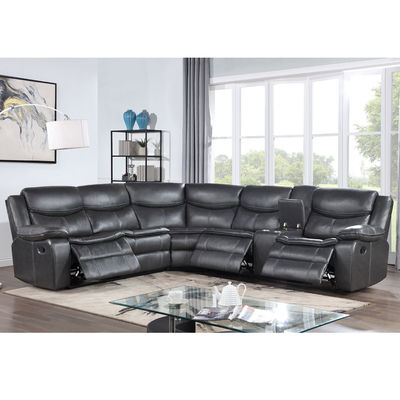 Sofa mit Lagerkiste, graue, atmungsaktive Leatherette
