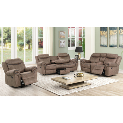 Liegestellsofa mit Dropdown-Tisch und Schublade und Lagerkiste, braunes Vinyl