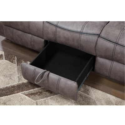 Liegestell-Sofa-Set mit Dropdown-Tisch und Schublade und Lagerraum, hellgrau Stoff-ähnliches Vinyl