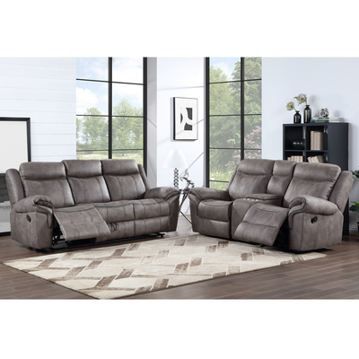 Liegestell-Sofa-Set mit Dropdown-Tisch und Schublade und Lagerraum, hellgrau Stoff-ähnliches Vinyl