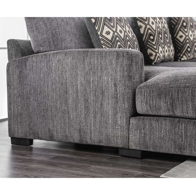 Sektionssofa mit Kissen und Speicherschaum, graue Chenille