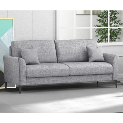 3 Stück Sofa mit Kissen, hellgraue Leinen