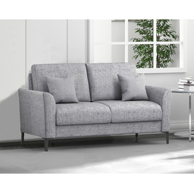 3 Stück Sofa mit Kissen, hellgraue Leinen