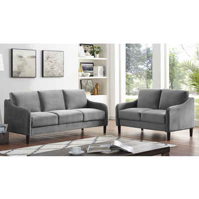 3 Stücker Sofaset, aus grauem Stoff