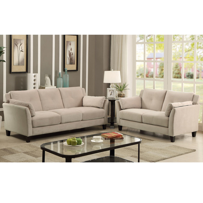 3 Stücker Sofaset, beige Flannelette