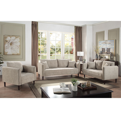 3 Stücker Sofaset mit Kissen, hellgrau Chenille