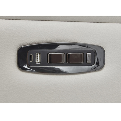 Power Recliner Ecksofa mit 2 Power Recliner Sitzen und Lagerraum und Bluetooth Audio Lautsprecher und LED-Licht, beige Atmung Leatherette
