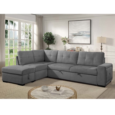 L-förmiges Schlafsofa mit ausziehbarem Bett und Lagerraum, aus Graphit