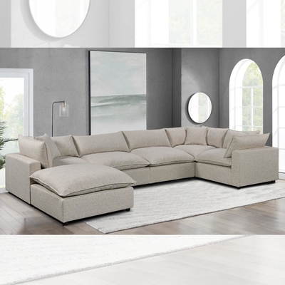 Moduläres Sofa mit Federmischung, Sitzkissen und -kissen, Graulich