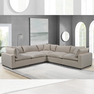 Moduläres Sofa mit Federmischung, Sitzkissen und -kissen, Graulich