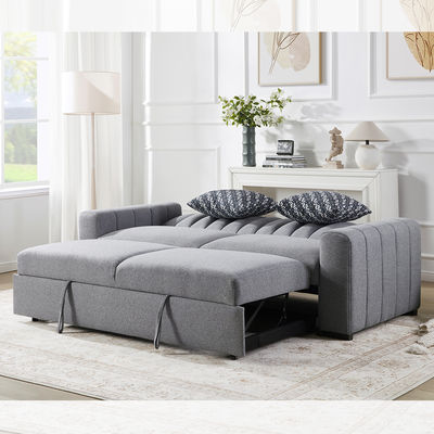 Queen Size Schlafsofa, bequemes Ausziehbett mit verstellbarer Rückenlehne, Futon-Schlafsofa, grauer Stoff