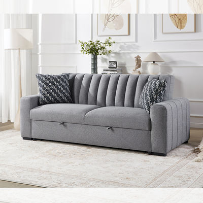 Queen Size Schlafsofa, bequemes Ausziehbett mit verstellbarer Rückenlehne, Futon-Schlafsofa, grauer Stoff