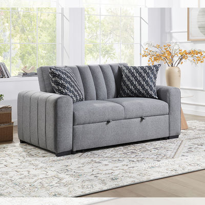 Ausziehbares Schlafsofa in voller Größe, bequemes Ausziehbett mit verstellbarer Rückenlehne, Futon-Schlafsofa, grauer Stoff