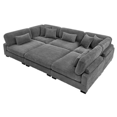 Modulares Ecksofa, grauer Cordstoff