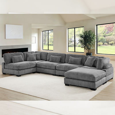 Modulares Ecksofa, grauer Cordstoff