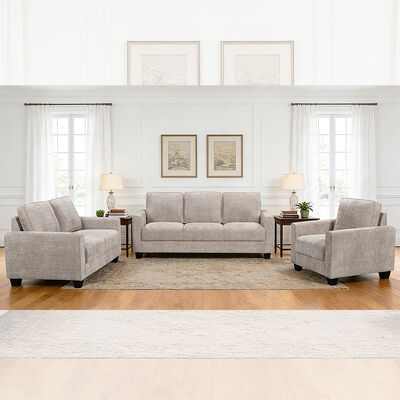 3 Stück Sofaset, aus Taupe Stoff