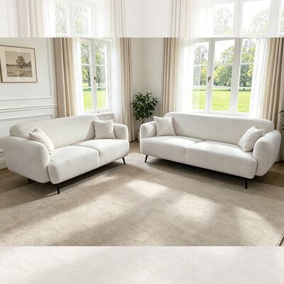 3 Piece Sofa set with Pillows, Beige Fabric