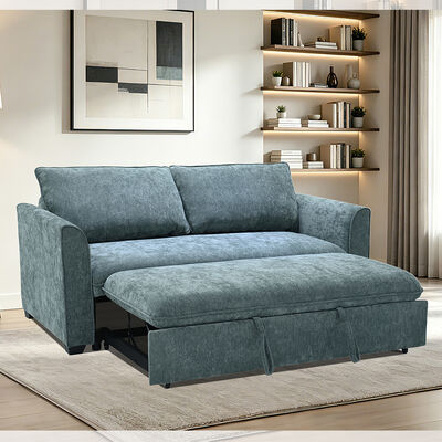 Queen-Size-Schlafsofa, bequemes Ausziehbett mit verstellbarer Rückenlehne, Futon-Schlafsofa, blaugrüner Stoff