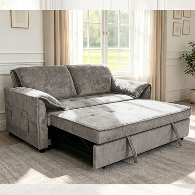Futon-Sofa-Bett, Wanderschlaf-Sofa-Bett, komfortables Ausziehbett mit verstellbarer Rückenlehne, graues Gewebe