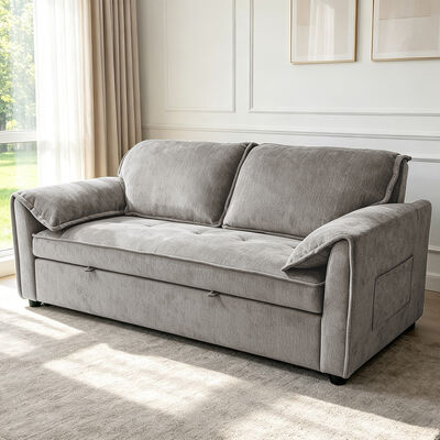 Futon-Sofa-Bett, Wanderschlaf-Sofa-Bett, komfortables Ausziehbett mit verstellbarer Rückenlehne, graues Gewebe