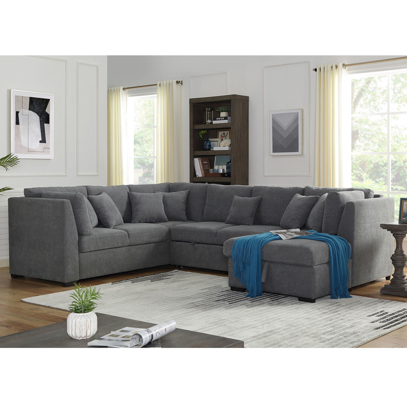U-förmiges Schlafsofa mit ausziehbarem Bett und Lagerraum