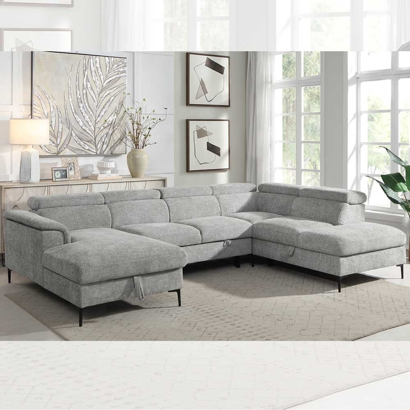 U-förmiges Schlafsofa mit ausziehbarem Bett und Lagerraum